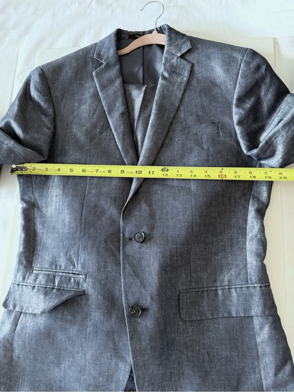 Bar III Men's 38R 31R Blue Cotton Linen Slim Fit 2pc Suit Quiet Luxury Business